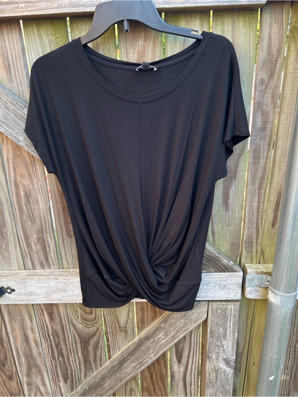 👗Express Black Twisted Front Short Sleeve Women's Top